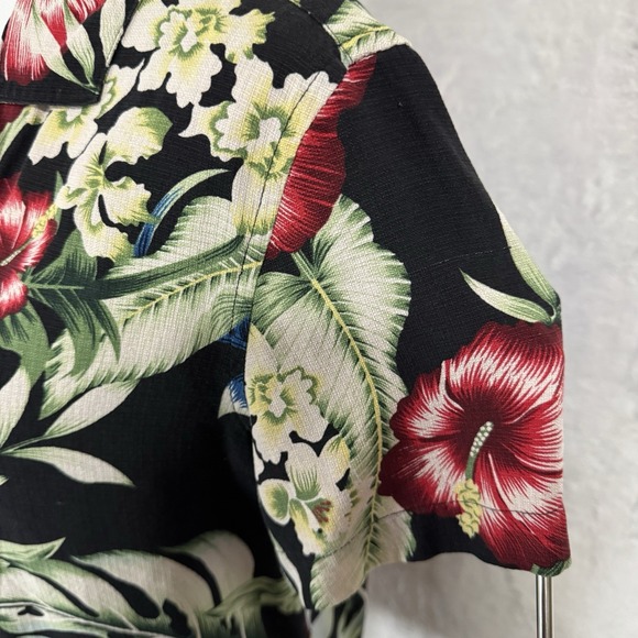 Vintage Bill Blass 100% Pure Silk Hawaiian Button Down Shirt Size M Hibiscus 90s - Picture 12 of 13